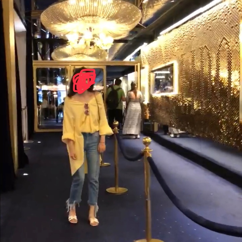 Korean style yellow designer shirt.